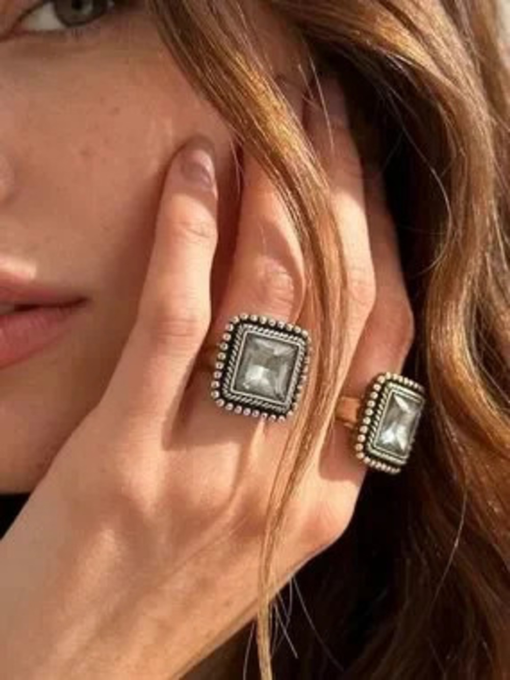 REVOLVE Grand Facet Crystal Square Ring
